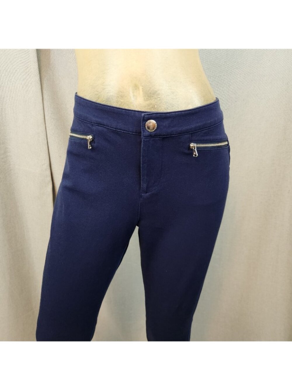 Lauren Ralph Lauren Blue Flat Front Tapered Jeans Pants Slacks Siz 10 MEDIUM - Picture 2 of 6